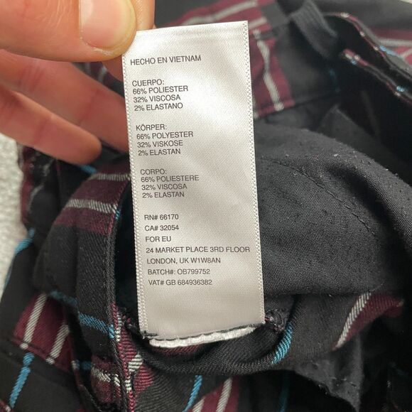 Urban Outfitters Cropped Pants Mens 34 Maroon Black Striped Straight Drawstring - Picture 10 of 15